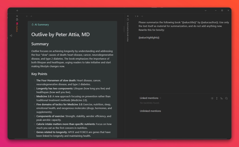 AI Assistant - Summarize book notes