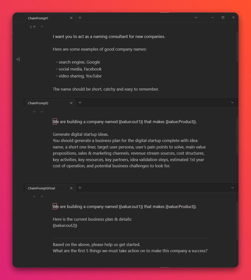 AI Assistant - Prompt Chaining Settings