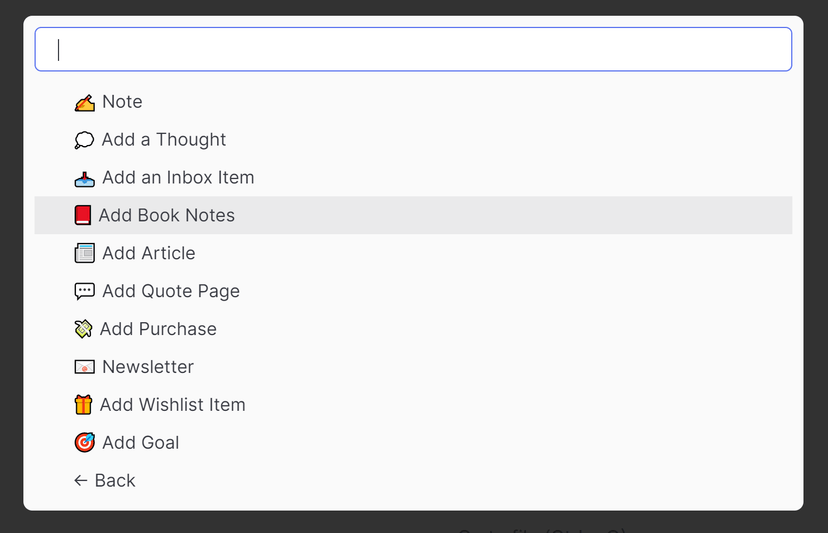 QuickAdd menu