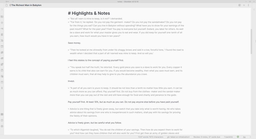 Highlights imported in a new note file
