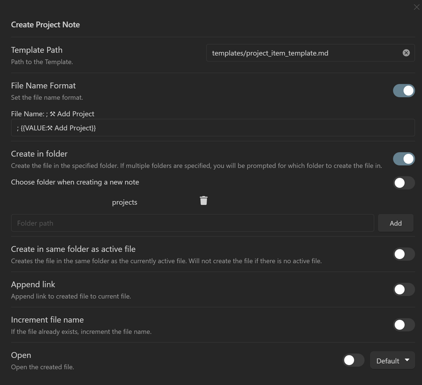 Create Project Note
